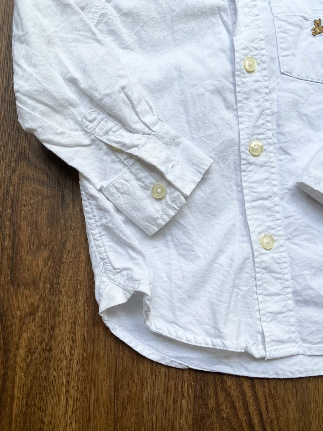 Baby Gap White Button-Up Shirt with Teddy Bear Embroidery - photo 4