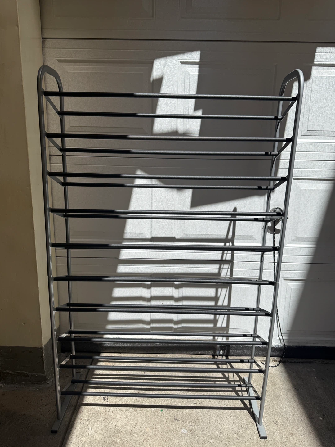 Grey Metal 10-Tier Shoe Rack