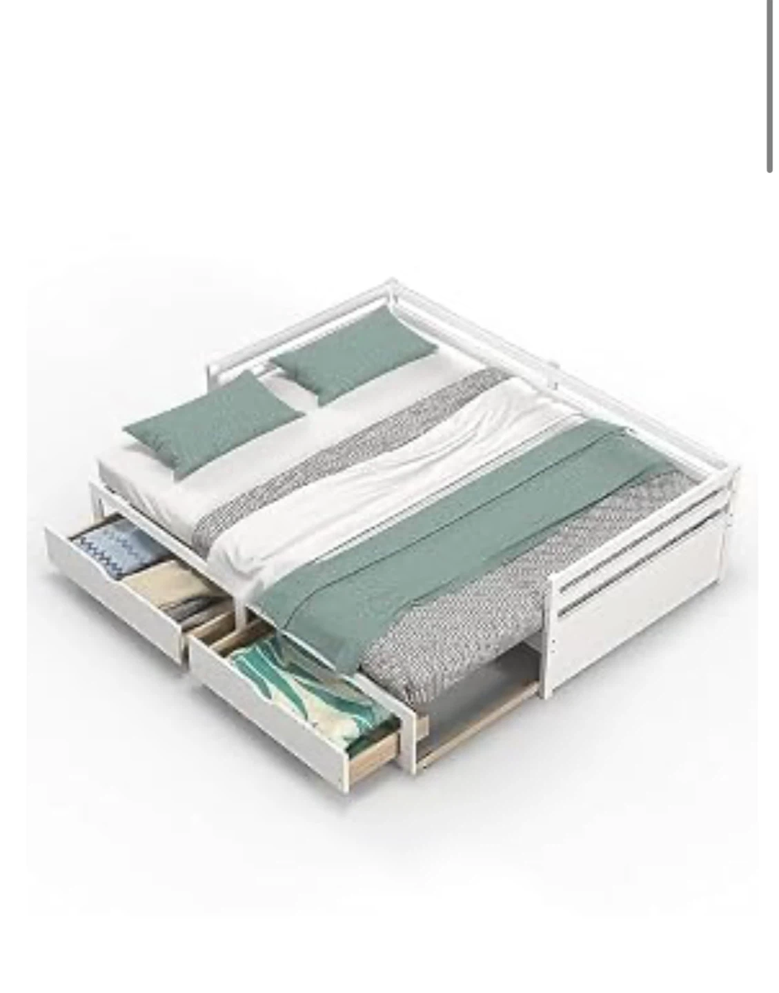 White Twin Daybed with Trundle and Storage Drawers
