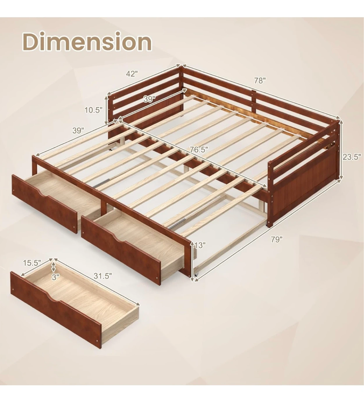 White Twin Daybed with Trundle and Storage Drawers - photo 2