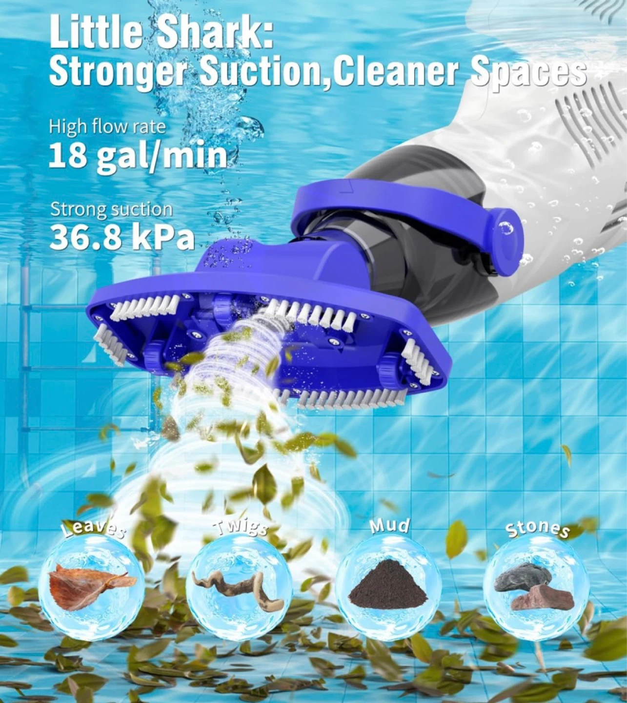 New Little Shark  Rechargeable Pool Vacuum - photo 3