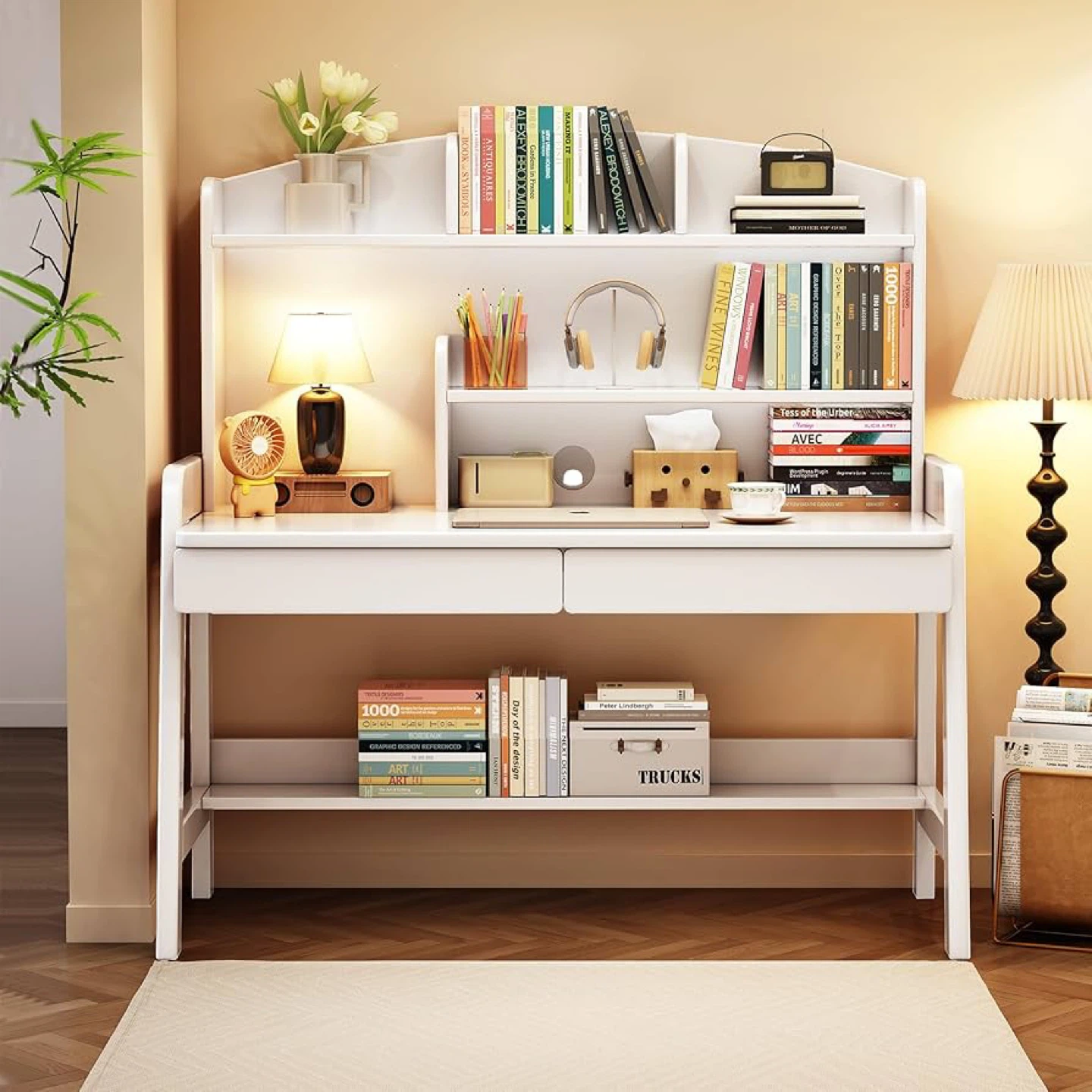 🔥Kids Desk & Table with Drawers and Bookshelf (White) - photo 3