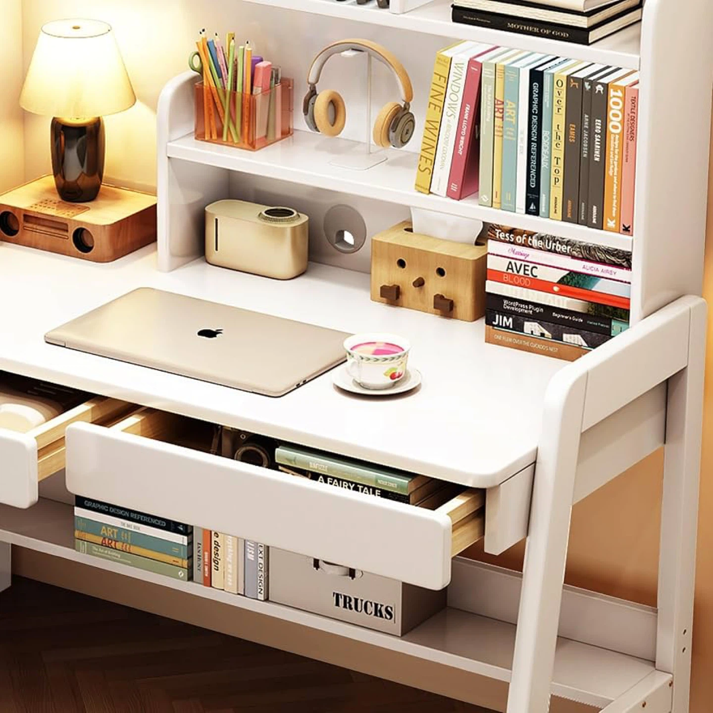 🔥Kids Desk & Table with Drawers and Bookshelf (White) - photo 5