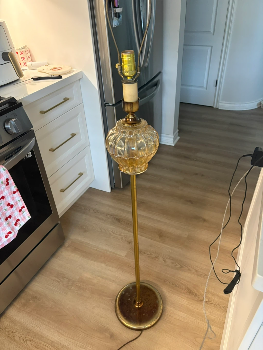 Vintage Amber Glass Floor Lamp