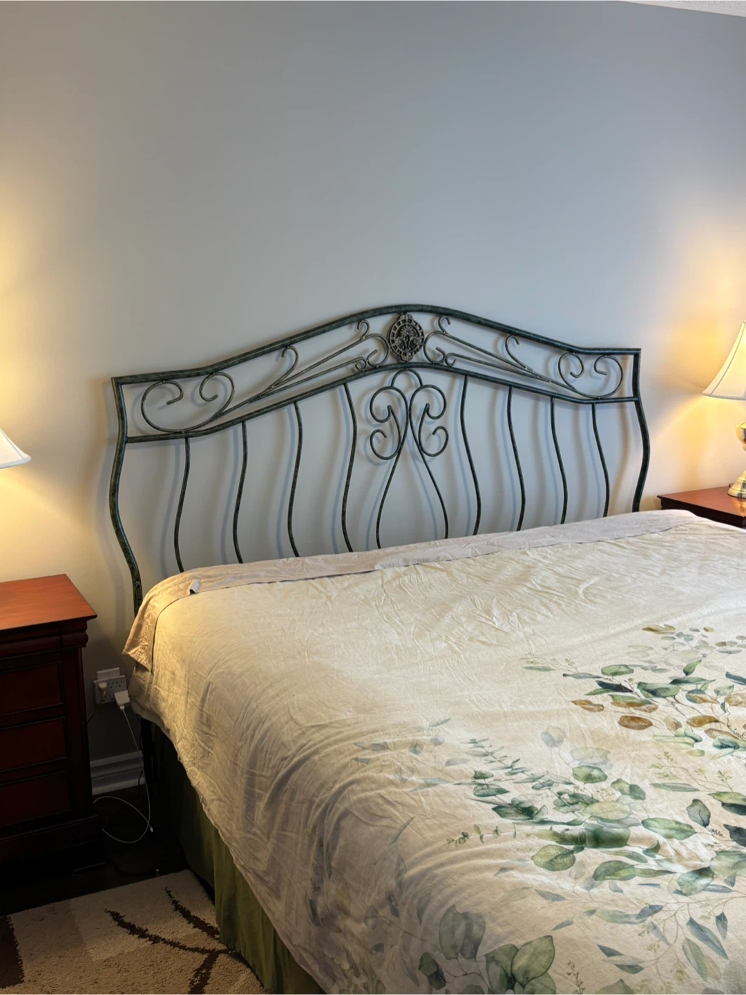 Metal Headboard (King Size) - Green/Gold Finish