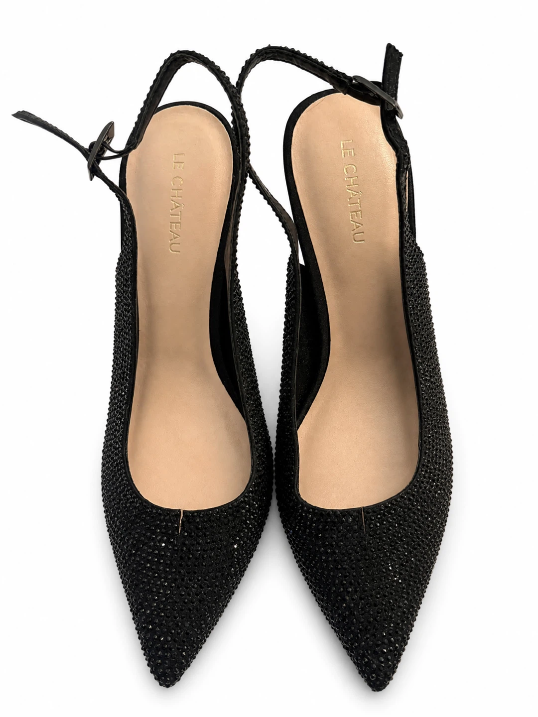LE CHÂTEAU Black Embellished Slingback Heels - Size 39 - photo 2