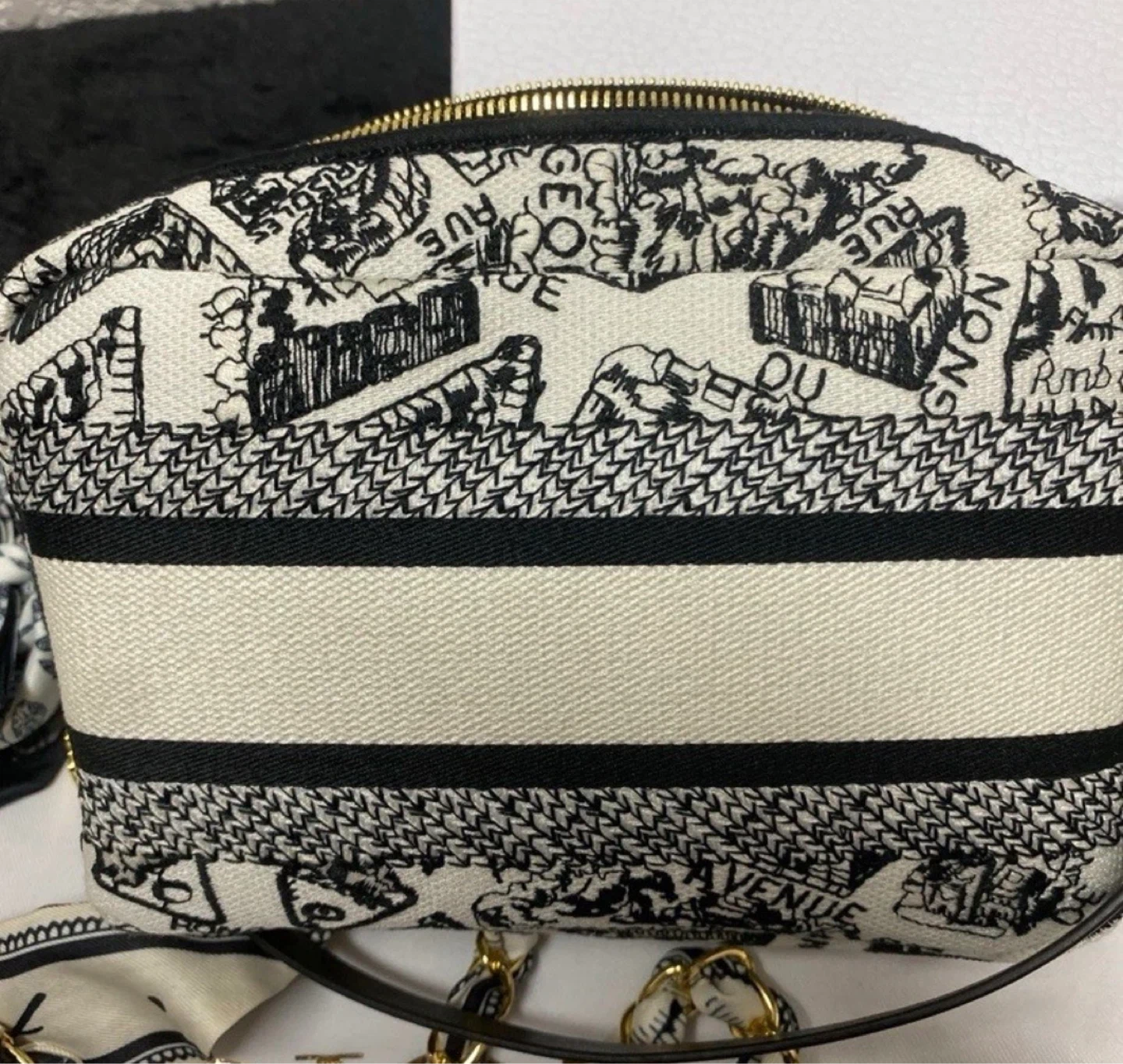 Christian Dior Cosmetic Pouch with Scarf and Chain - photo 3