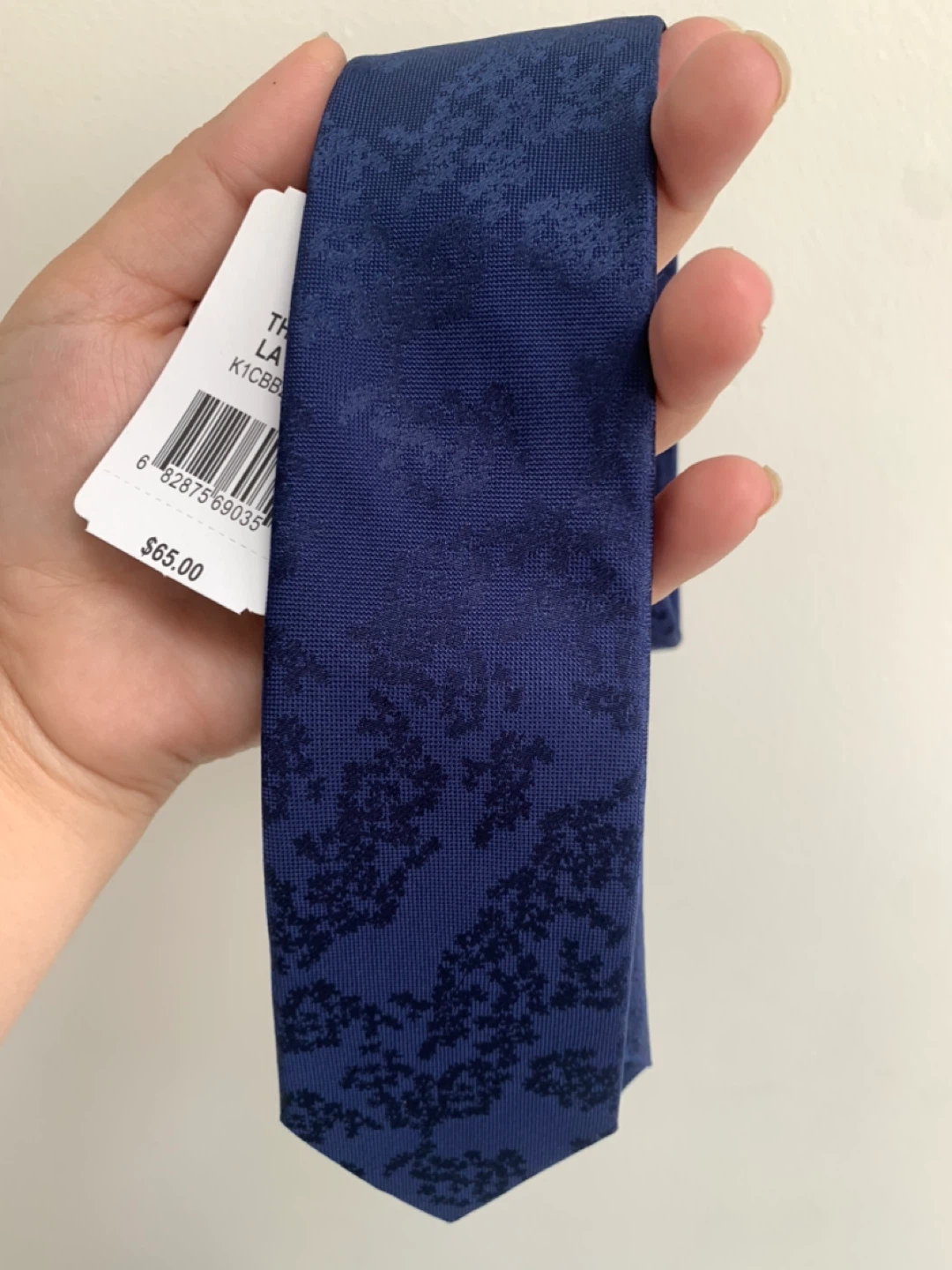New With Tags - Calvin Klein Navy Blue Patterned Tie - photo 2
