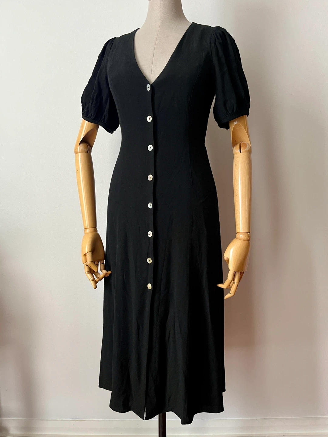 Wilfred Black Button Front Midi Dress - photo 5