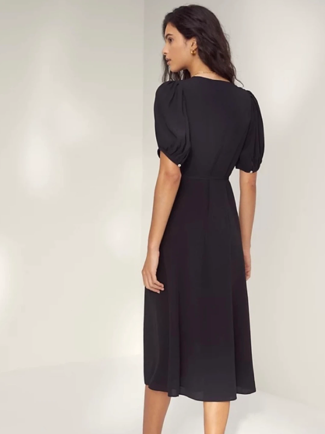 Wilfred Black Button Front Midi Dress - photo 3