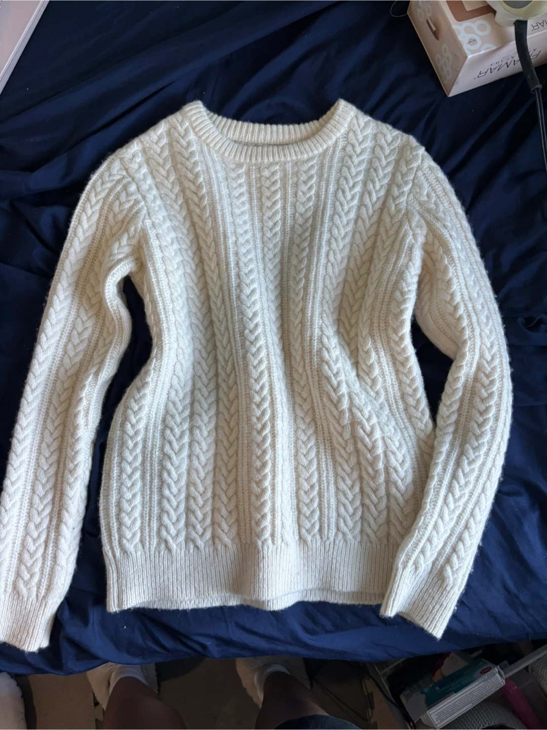 Frank And Oak Cream Cable Knit Sweater