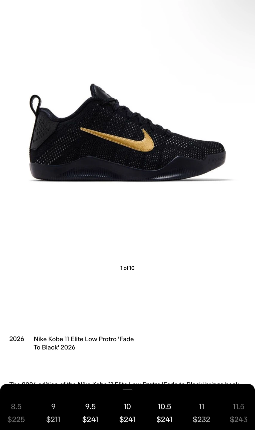 Nike Kobe 11 Elite Low Protro 'Fade To Black' 2026