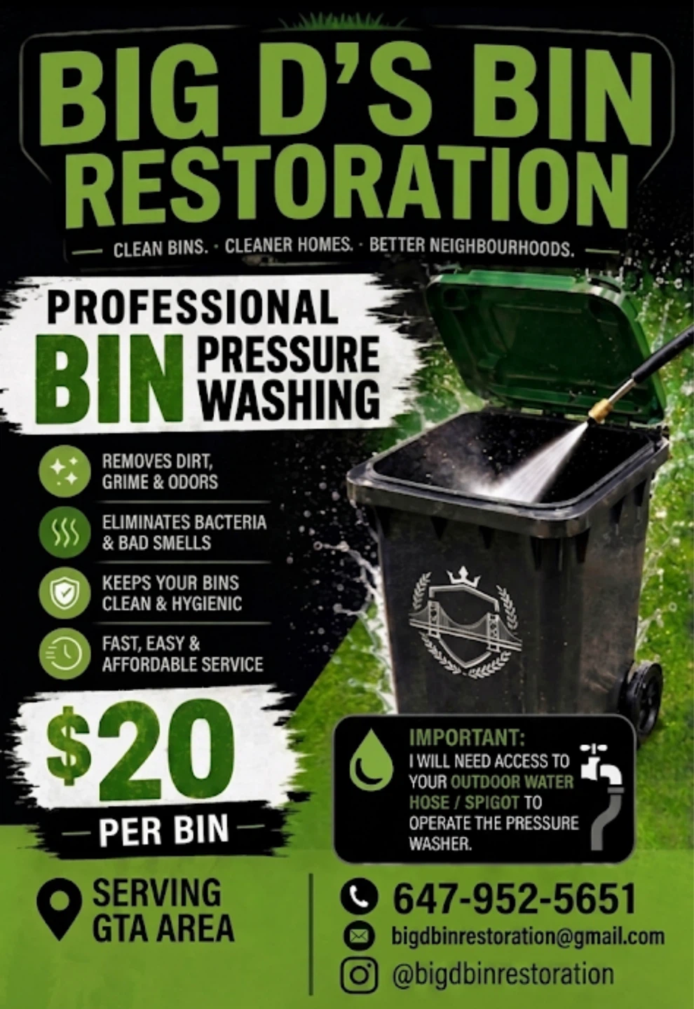 Garbage bin cleaning /restoration