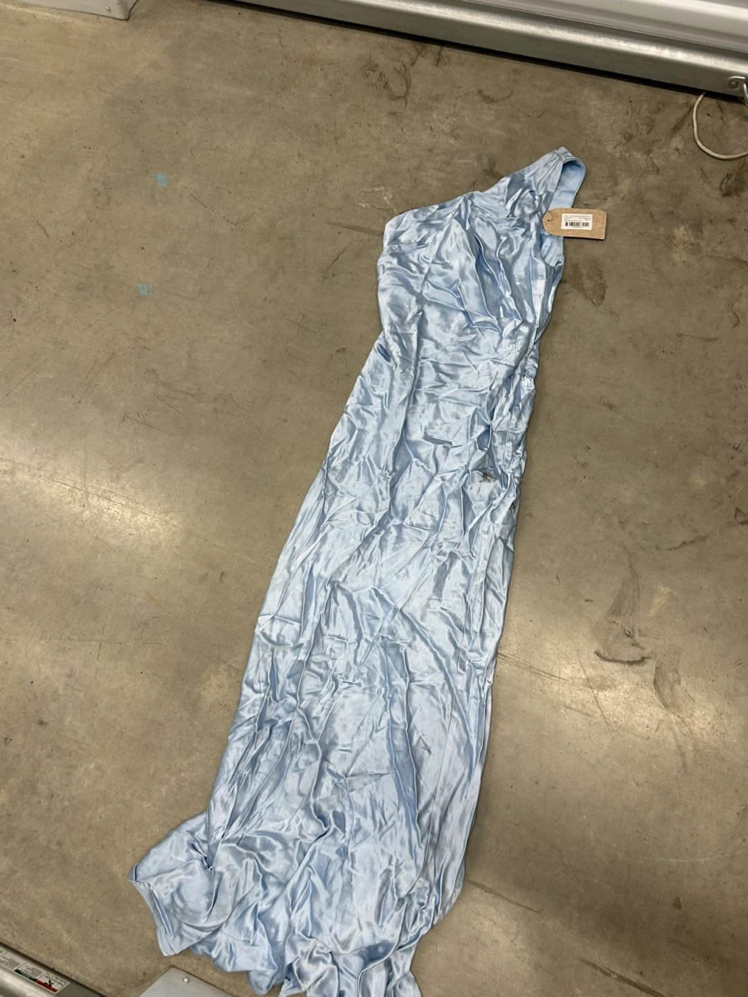 Blue One Shoulder Satin Maxi Dress