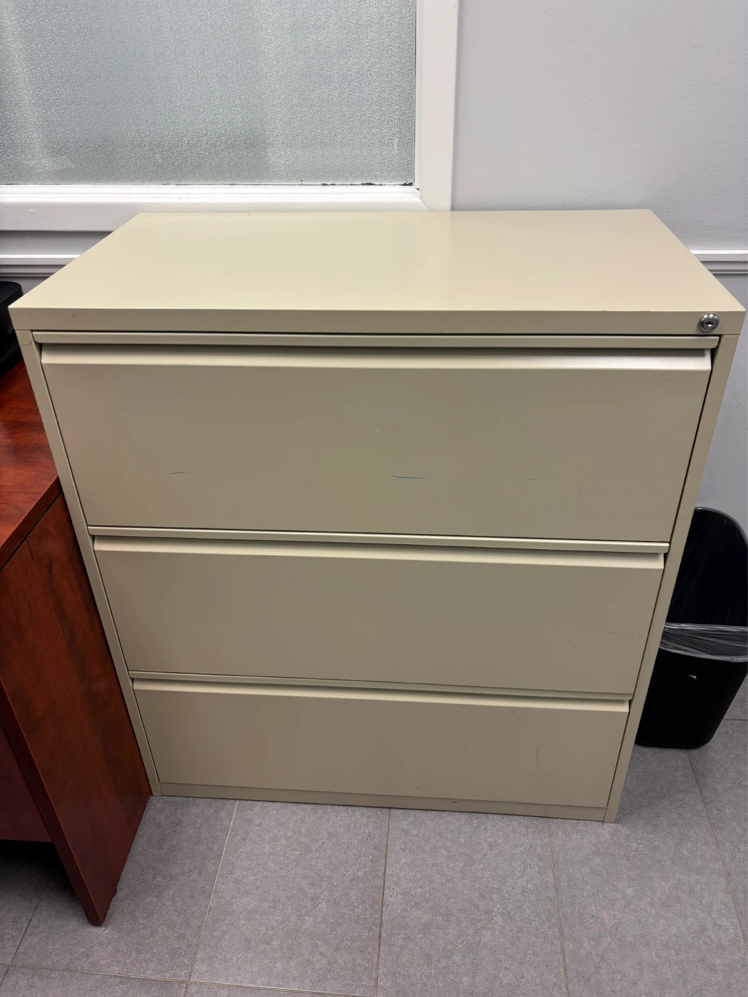 Cream 3-Drawer Filing Cabinet