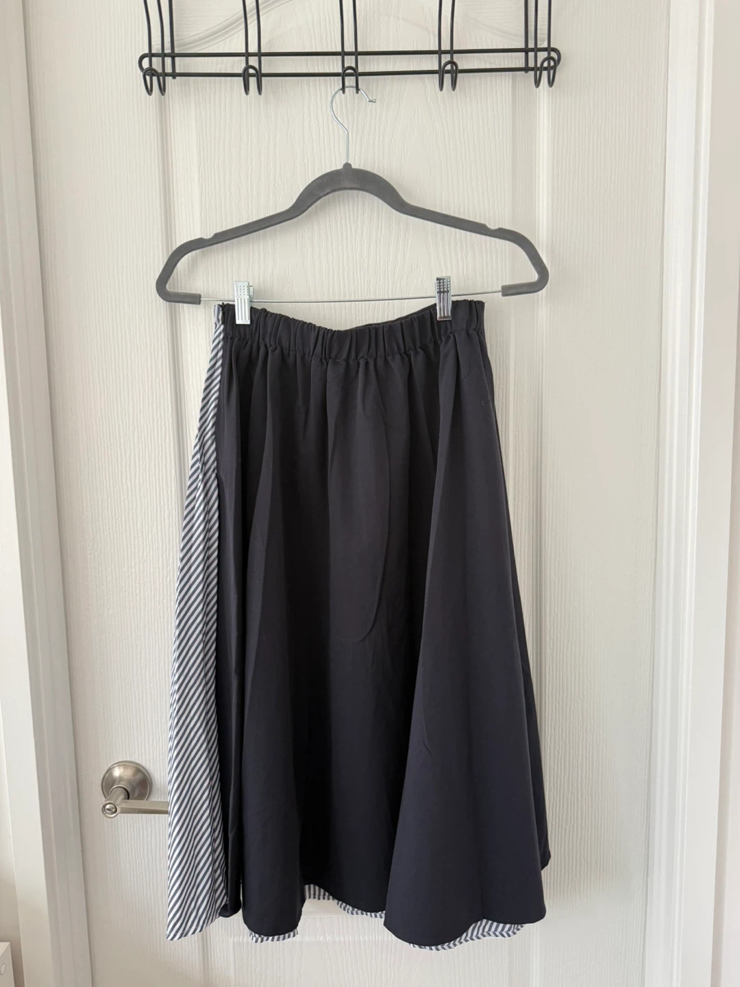 Navy with Stripes Midi Skirt - photo 2