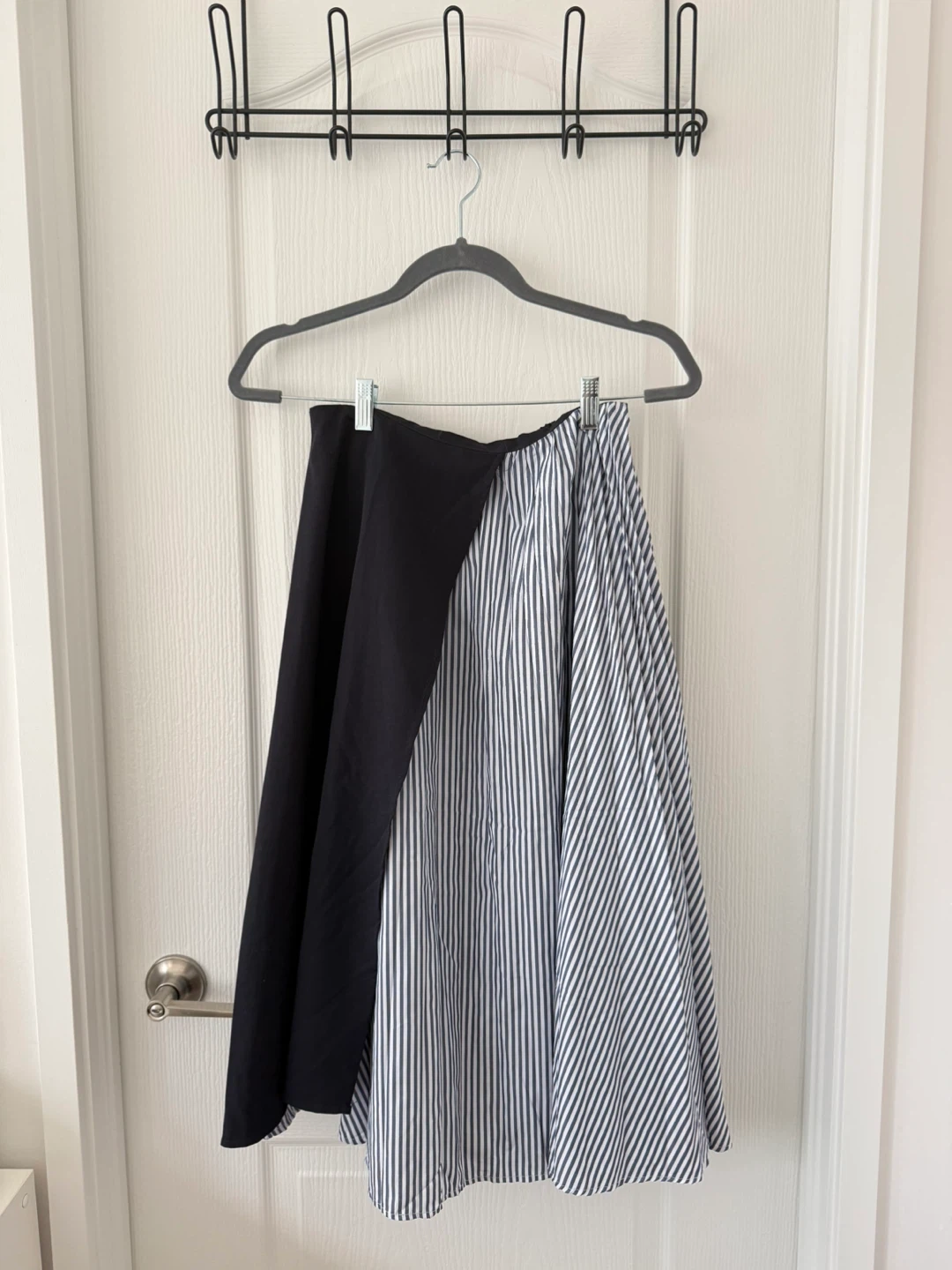 Navy with Stripes Midi Skirt