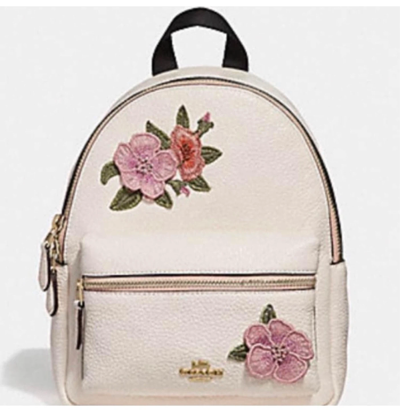 Coach Backpack with Floral Embroidery