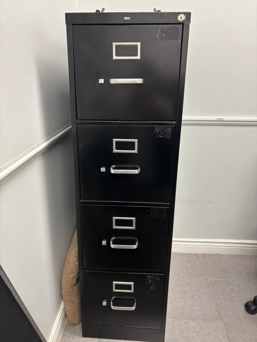Black 4-Drawer Filing Cabinet