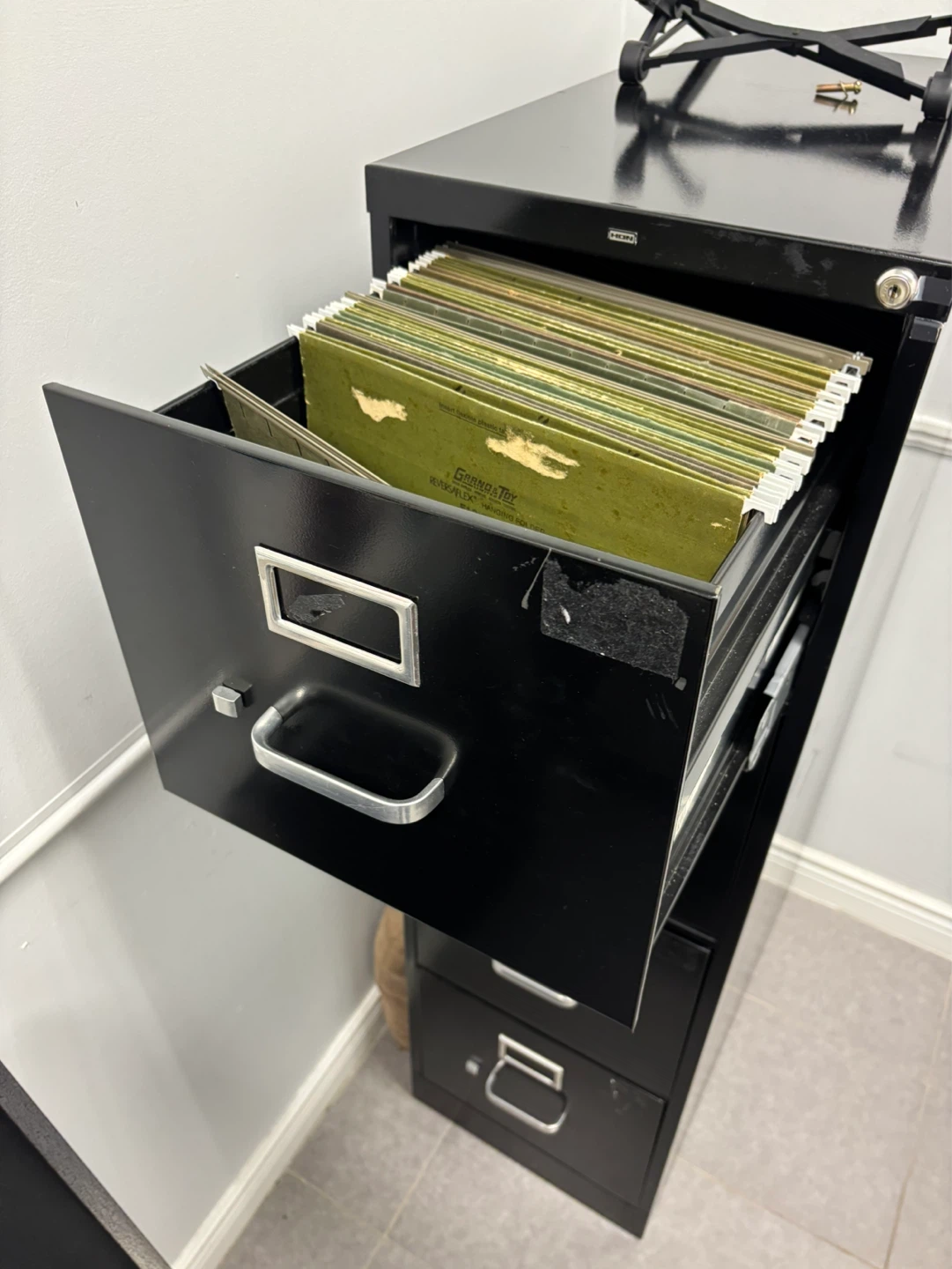 Black 4-Drawer Filing Cabinet - photo 2
