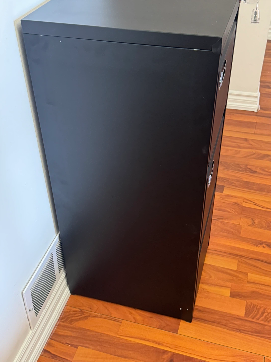 Black 3-Drawer Metal Filing Cabinet with Lock - photo 3