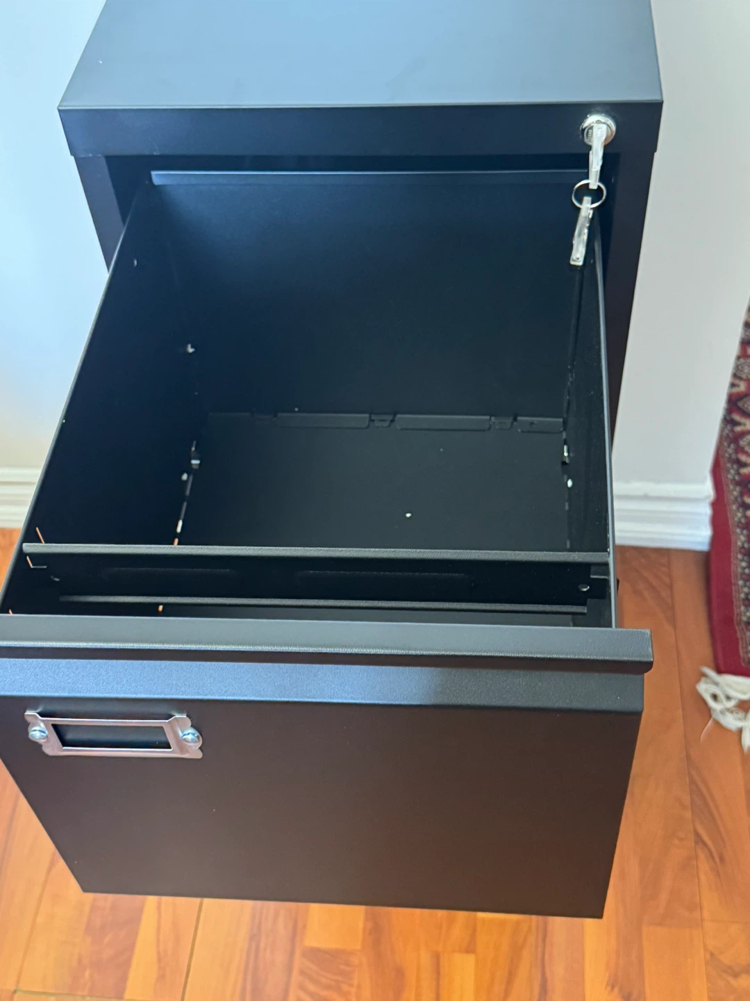 Black 3-Drawer Metal Filing Cabinet with Lock - photo 2