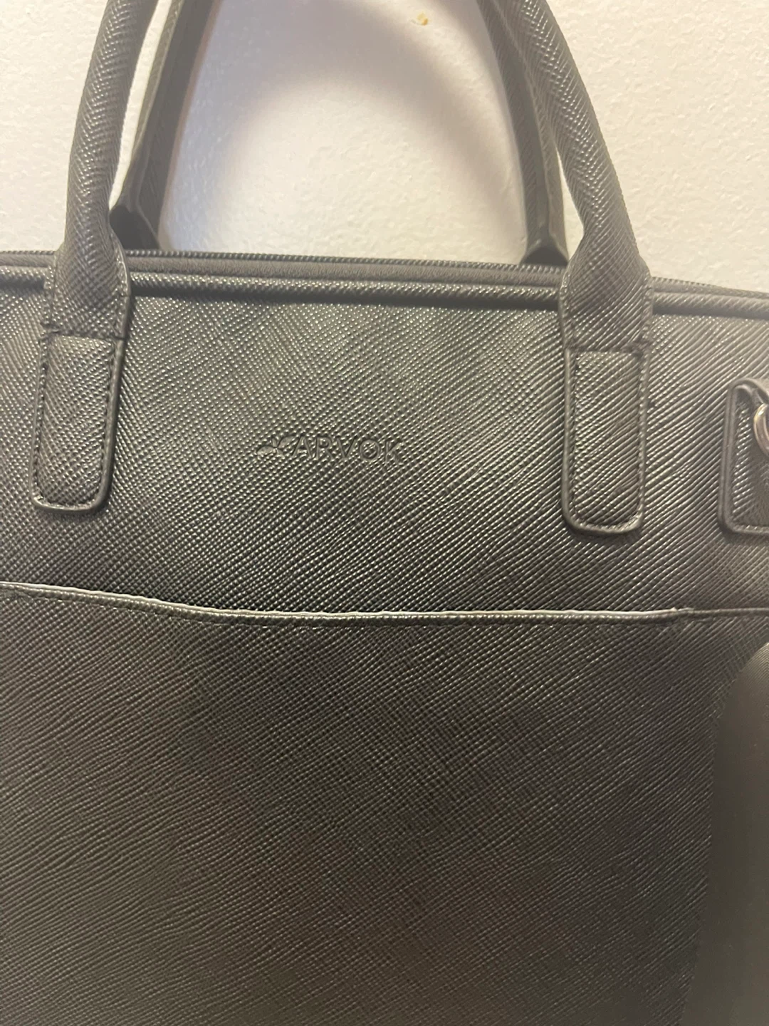 CARVOK Black Faux Leather Briefcase with Shoulder Strap - photo 3