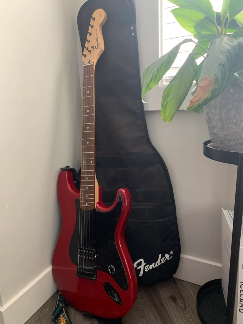 Red Fender Squier Bullet Electric Guitar with Gig Bag
