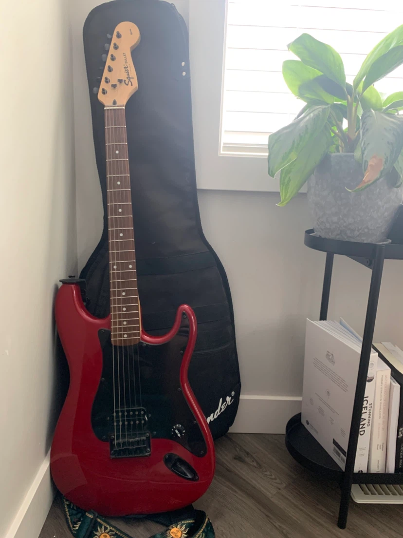 Red Fender Squier Bullet Electric Guitar with Gig Bag - photo 3