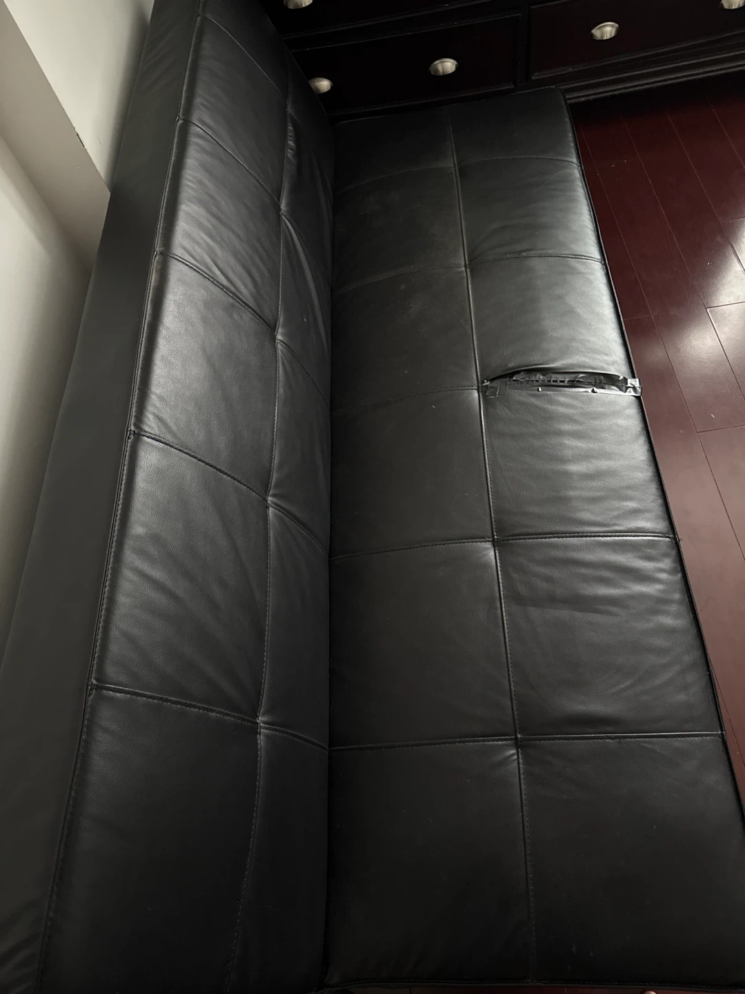 Black Faux Leather Futon Sofa - photo 2