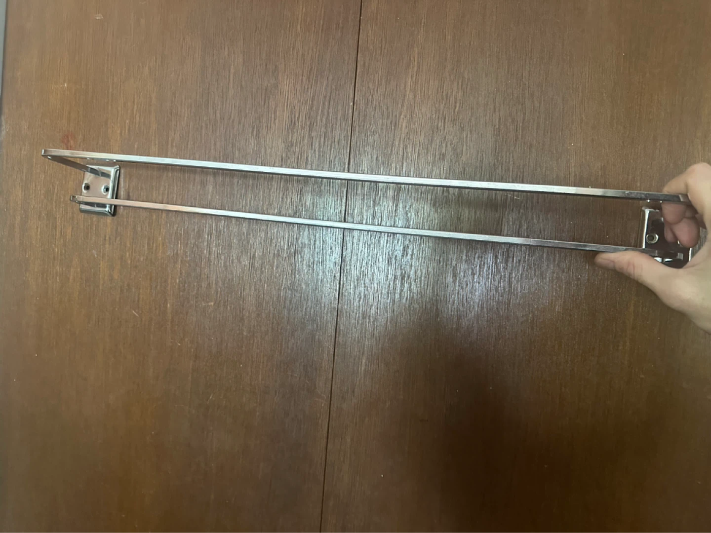 Art deco / mid century Chrome double towel rack