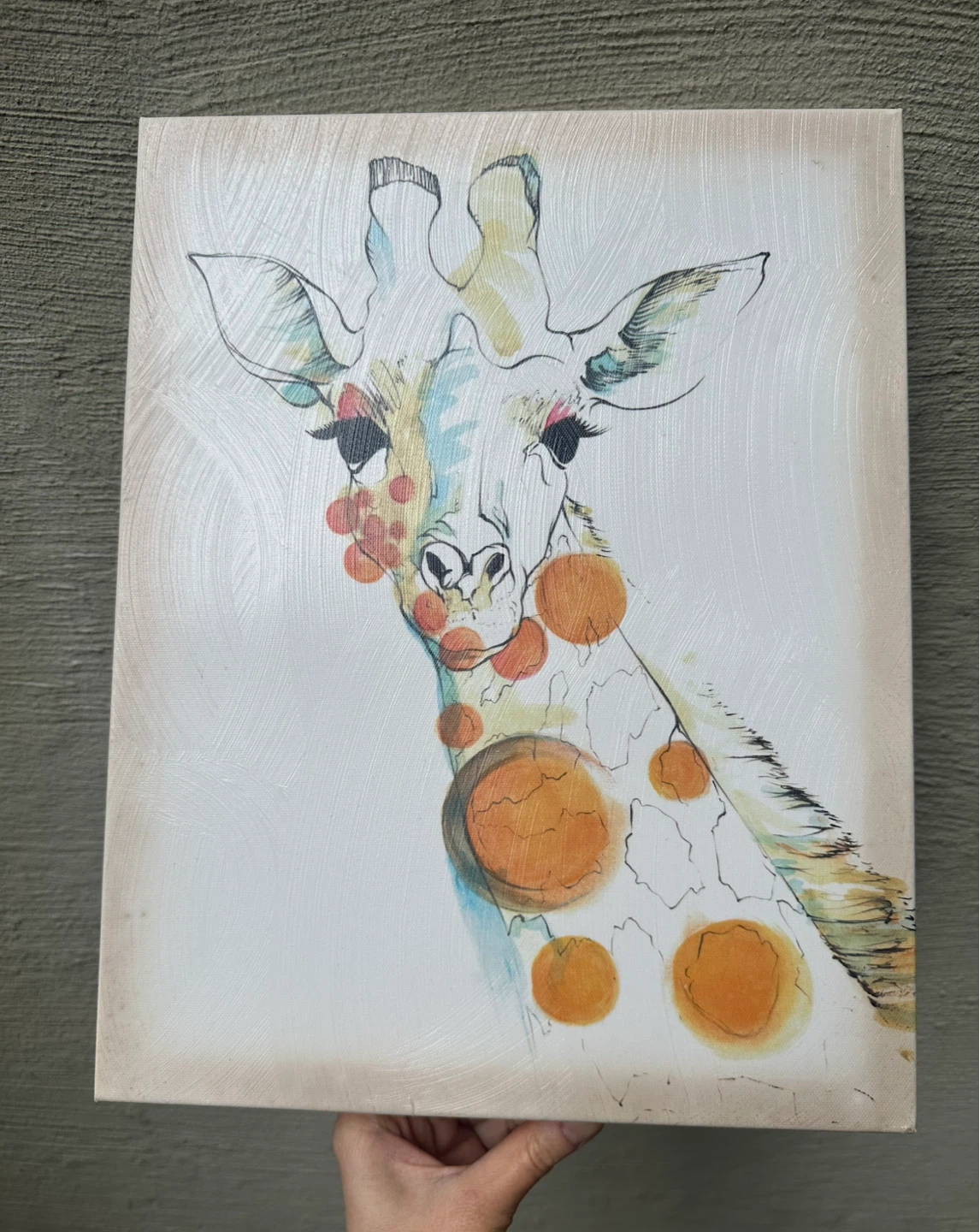11x14 in Giraffe Warped Frame Canvas Modern Bright Art Children - photo 3