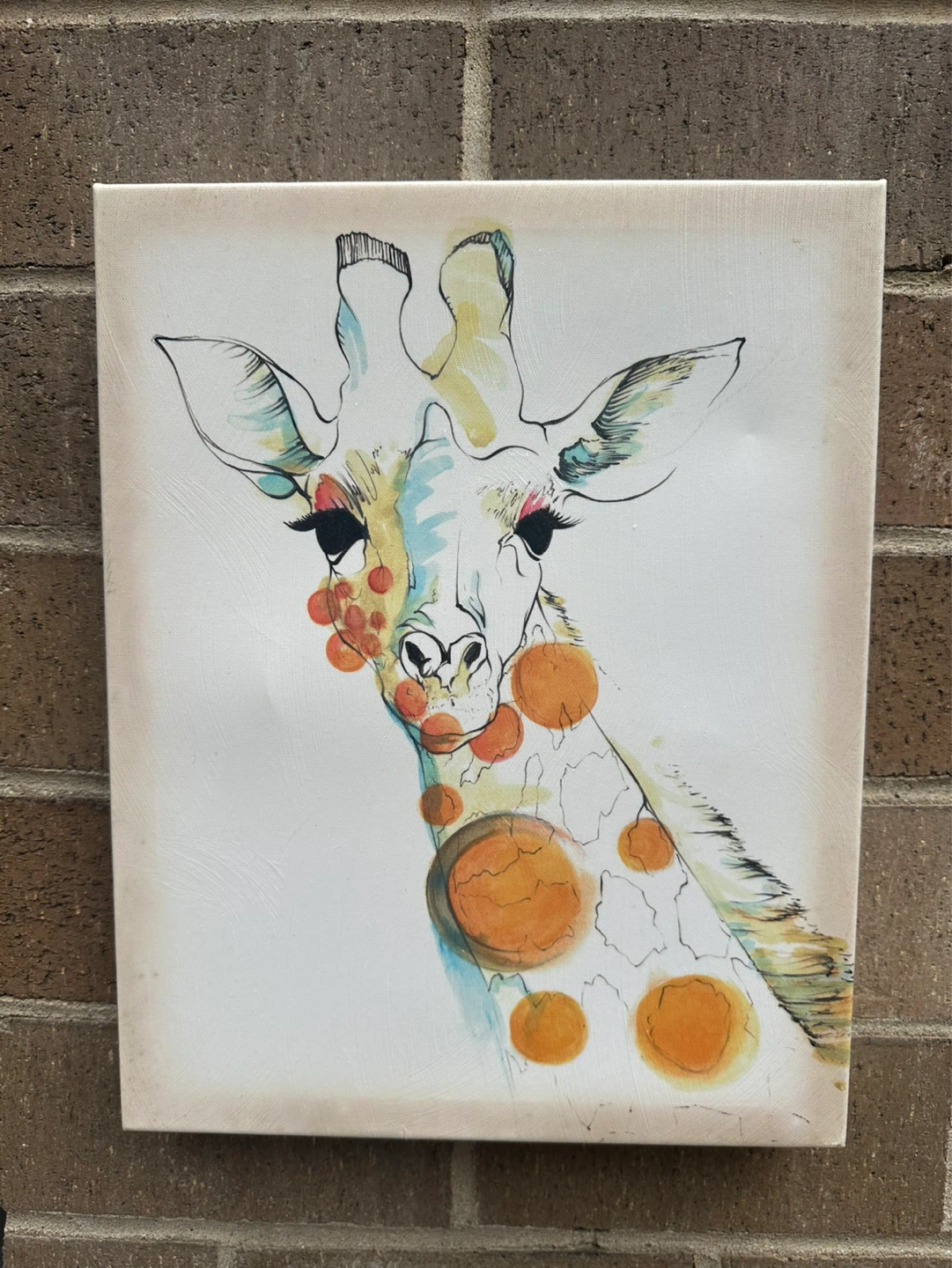 11x14 in Giraffe Warped Frame Canvas Modern Bright Art Children - photo 4