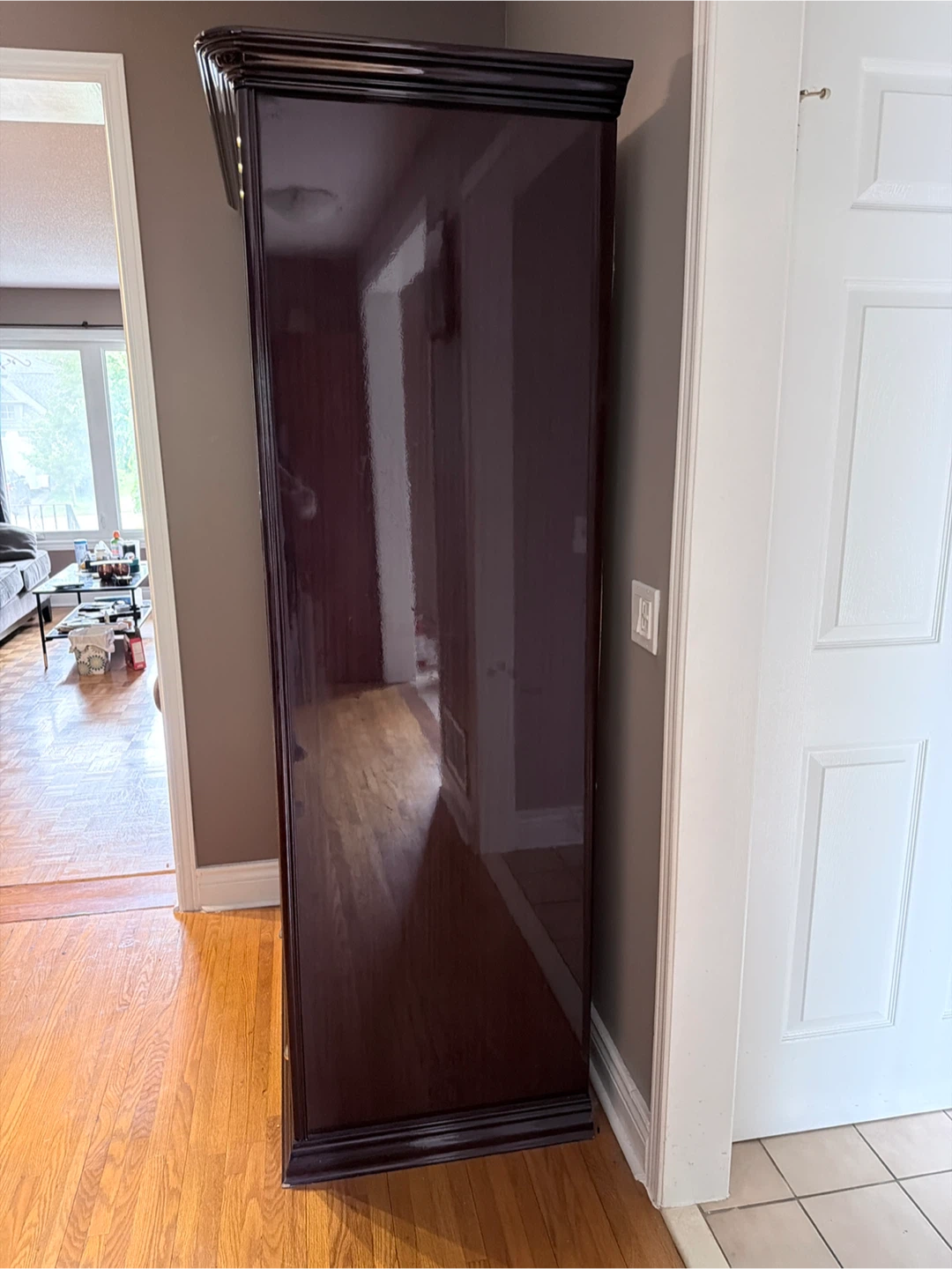 37 X 76 Inch Dark Wood Wardrobe with Mirrored Doors - photo 3
