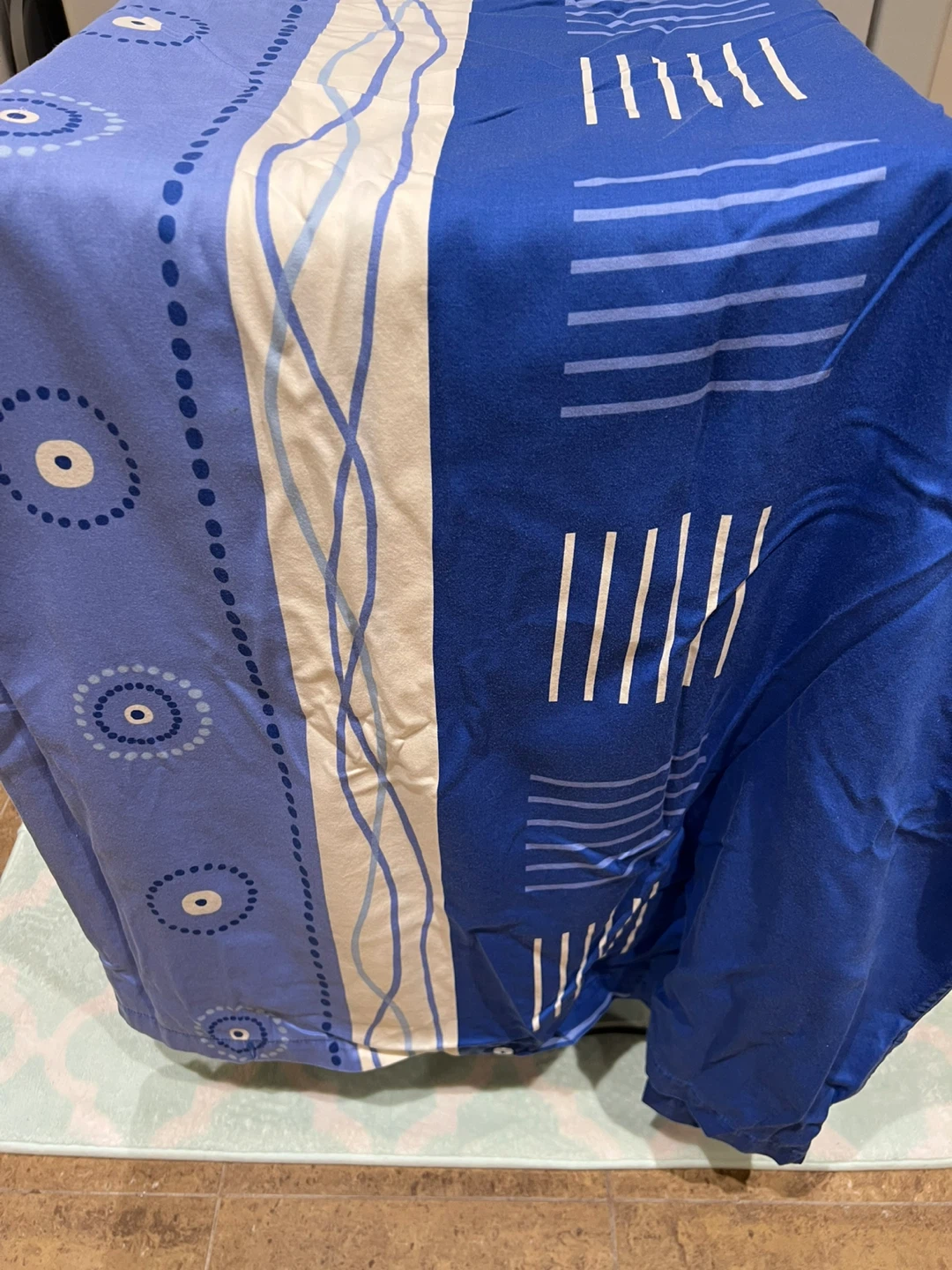 Blue Striped Duvet Cover with Circles - photo 3