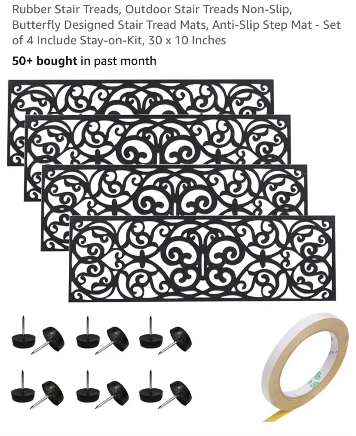 New Outdoor Rubber Stair Treads Non-Slip 4 Pieces