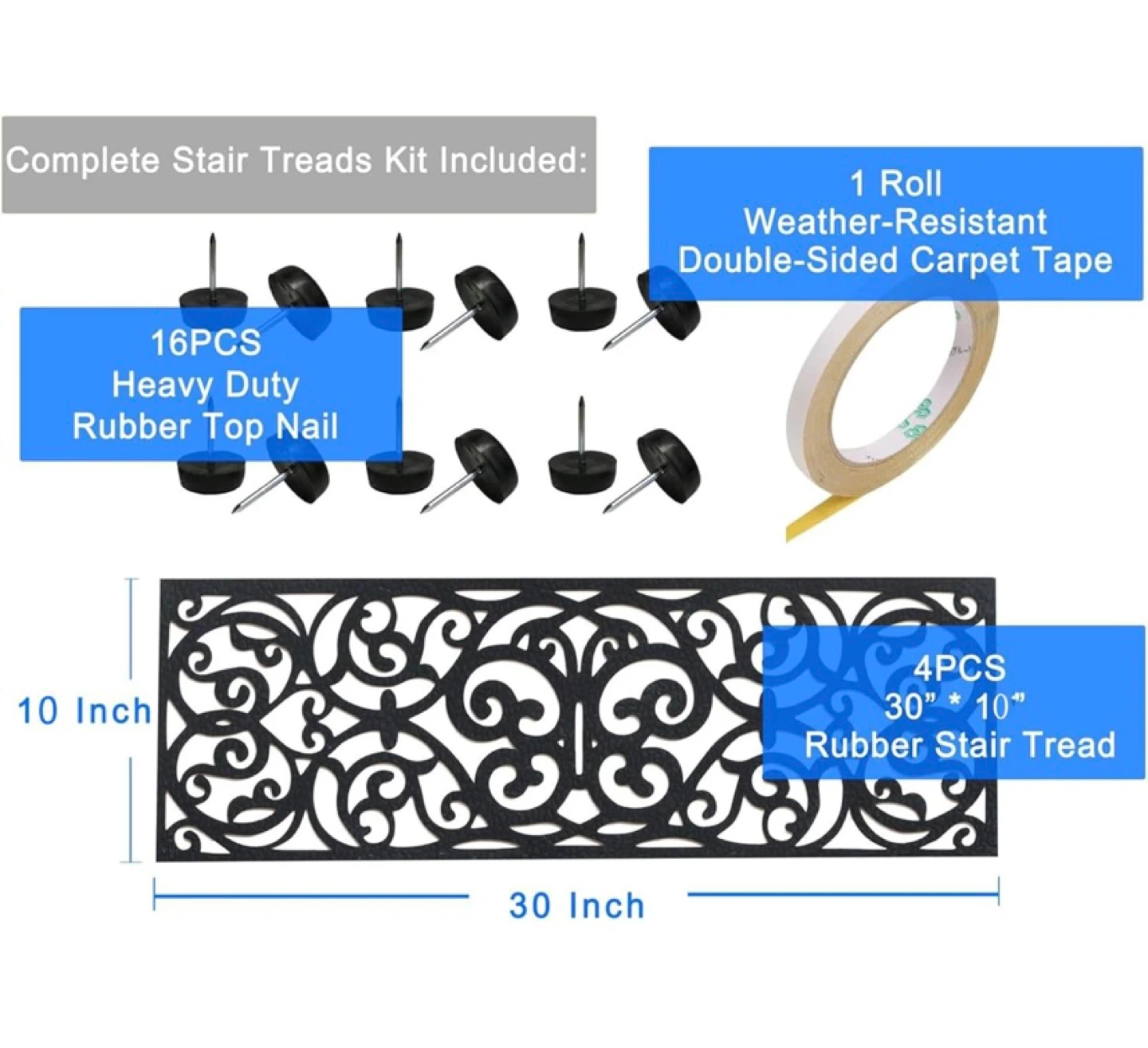 New Outdoor Rubber Stair Treads Non-Slip 4 Pieces - photo 3