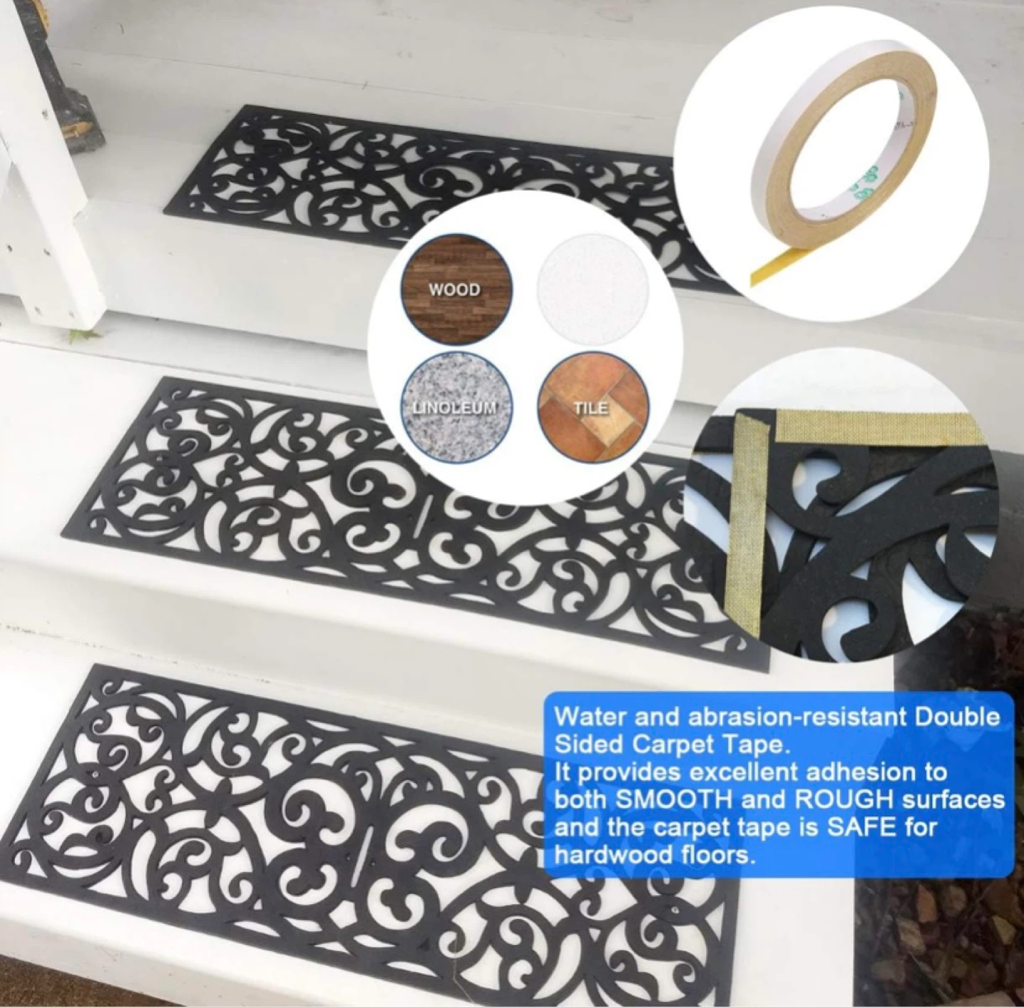 New Outdoor Rubber Stair Treads Non-Slip 4 Pieces - photo 4
