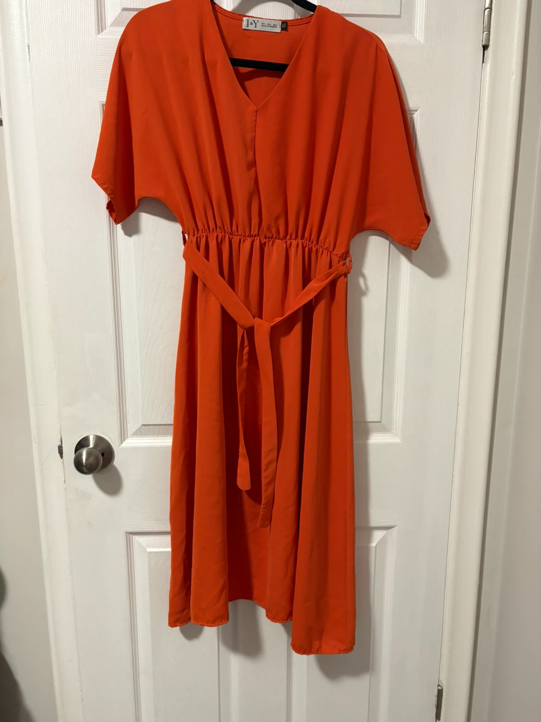 Orange I&Y V-Neck Dress