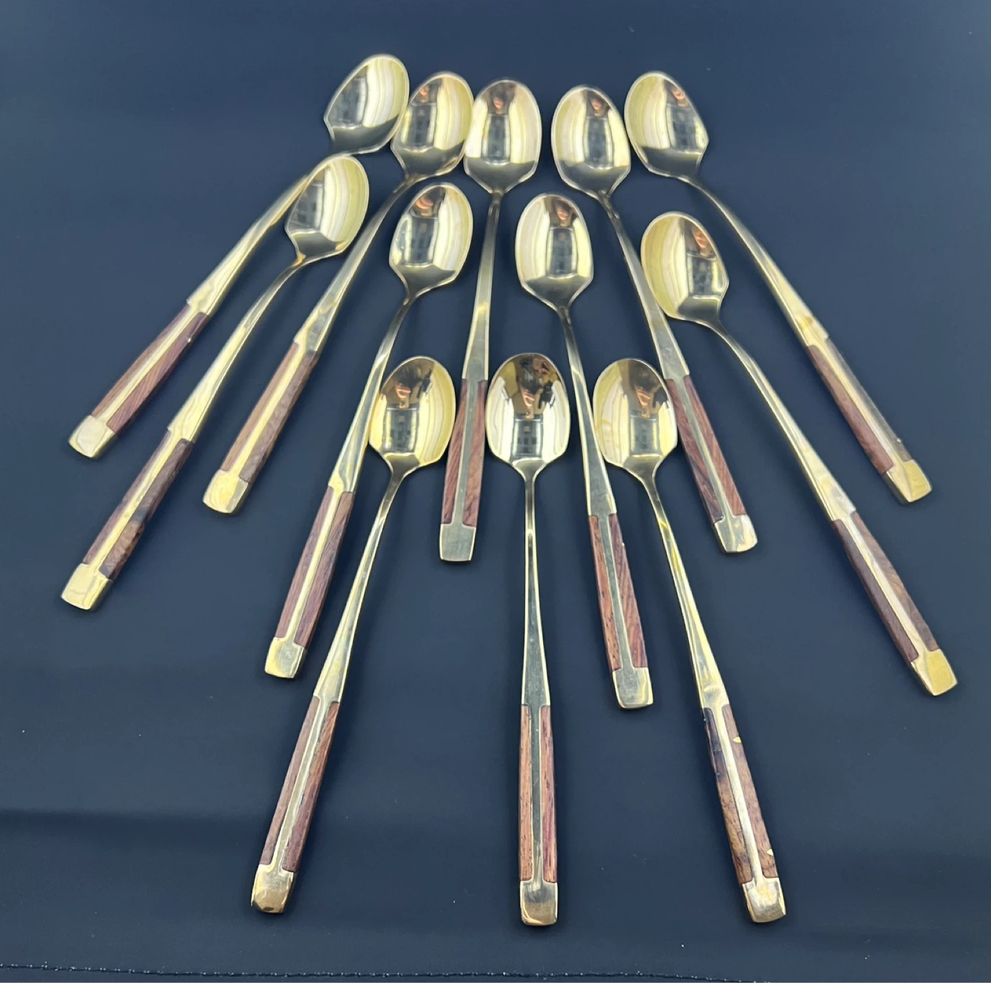 Mid-Century Long Handle Dessert Spoons