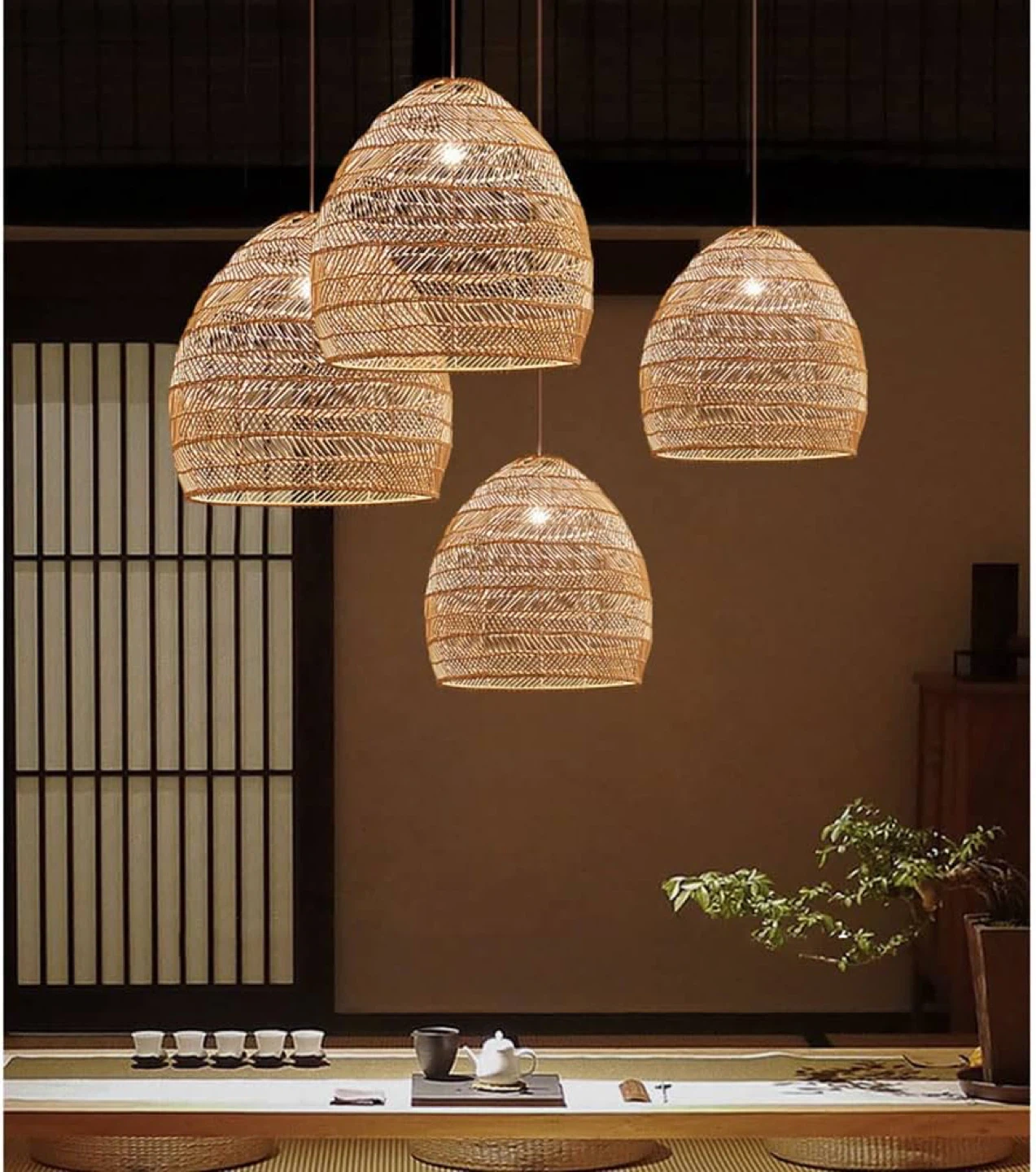 Boho Rattan Pendant Light – Handwoven Ceiling Hanging Lamp - photo 3