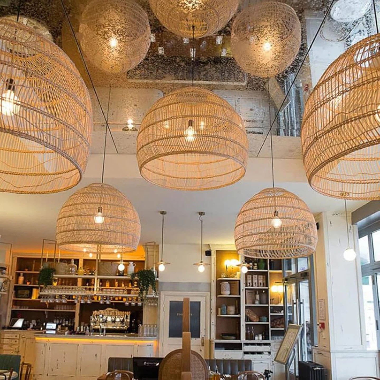 Boho Rattan Pendant Light – Handwoven Ceiling Hanging Lamp