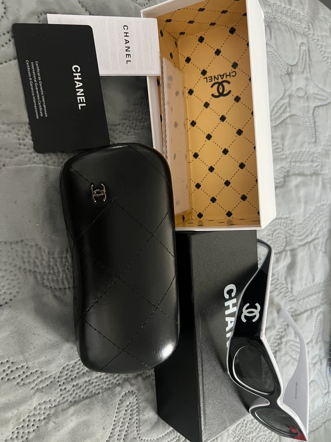 CHANEL Sunglasses Cat Eyes Black & White Delivery Available