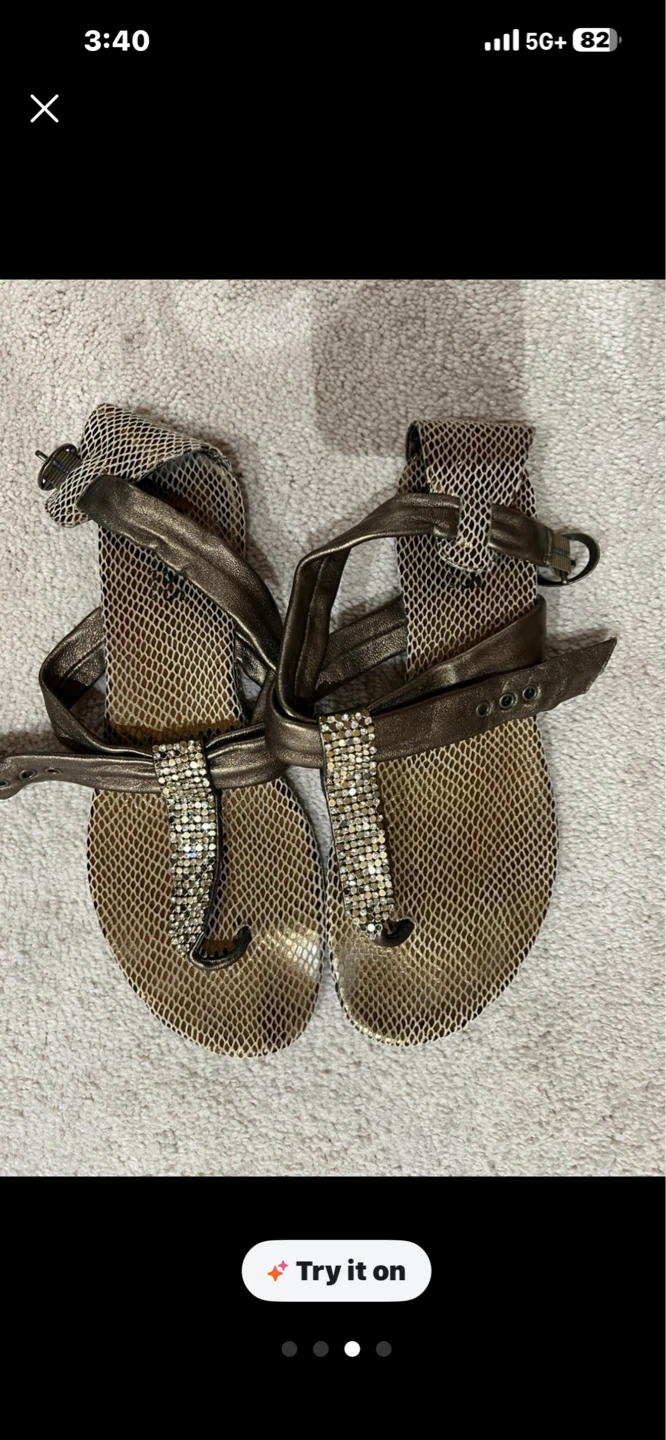 Women's Embellished Snake Print Thong Sandals - photo 3