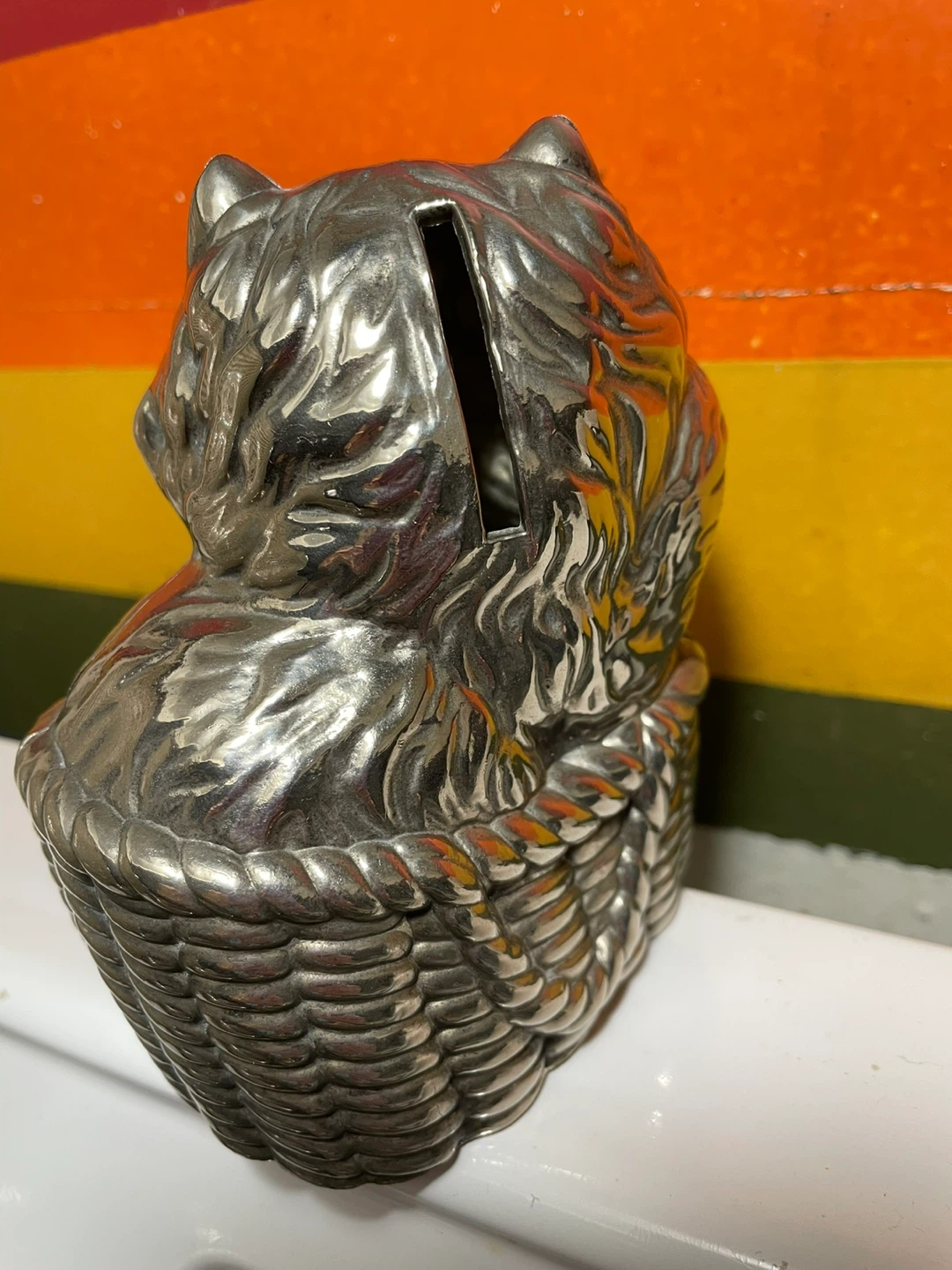Vintage Silverware Cat Coin Bank - photo 2