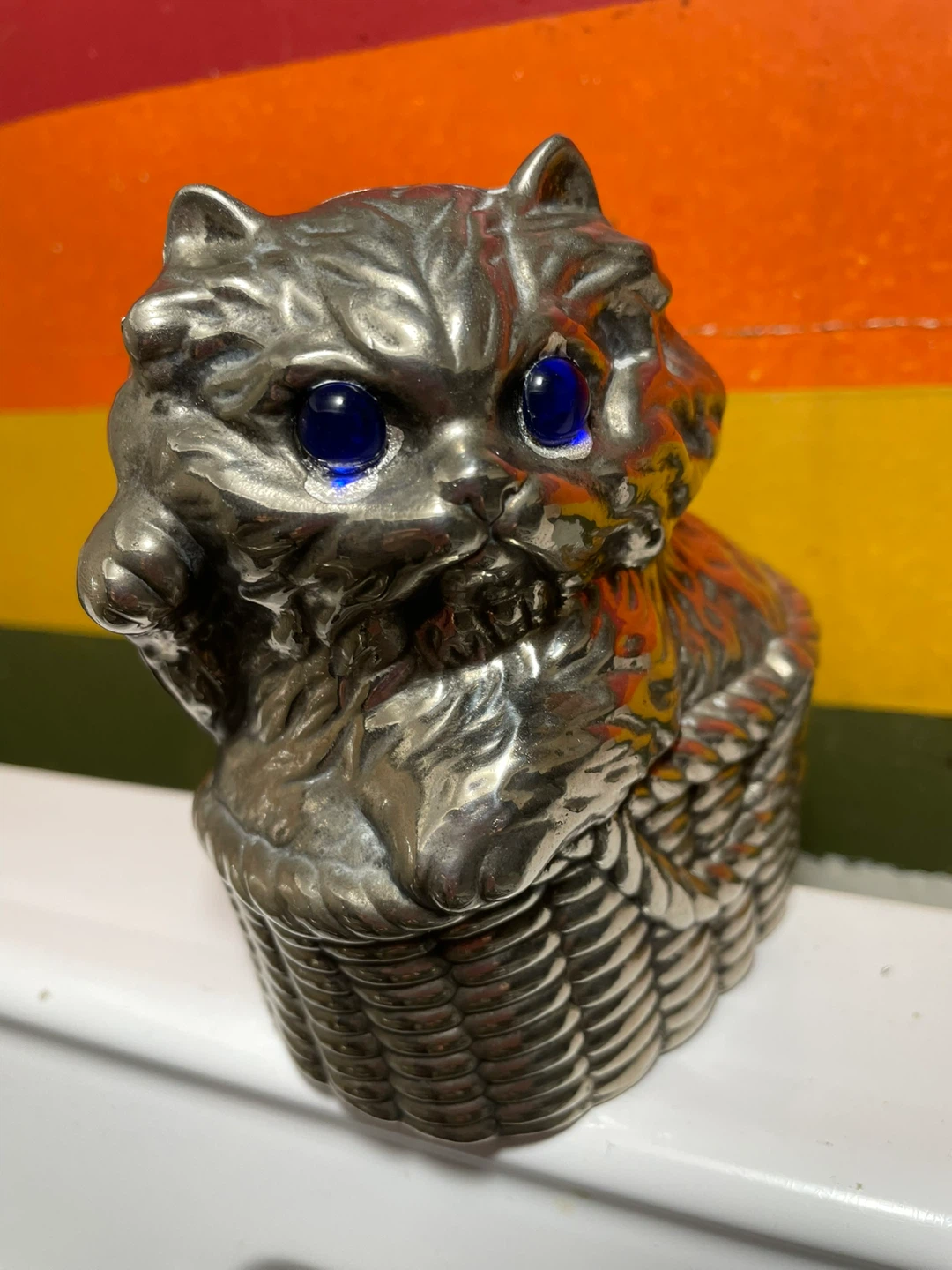 Vintage Silverware Cat Coin Bank - photo 3