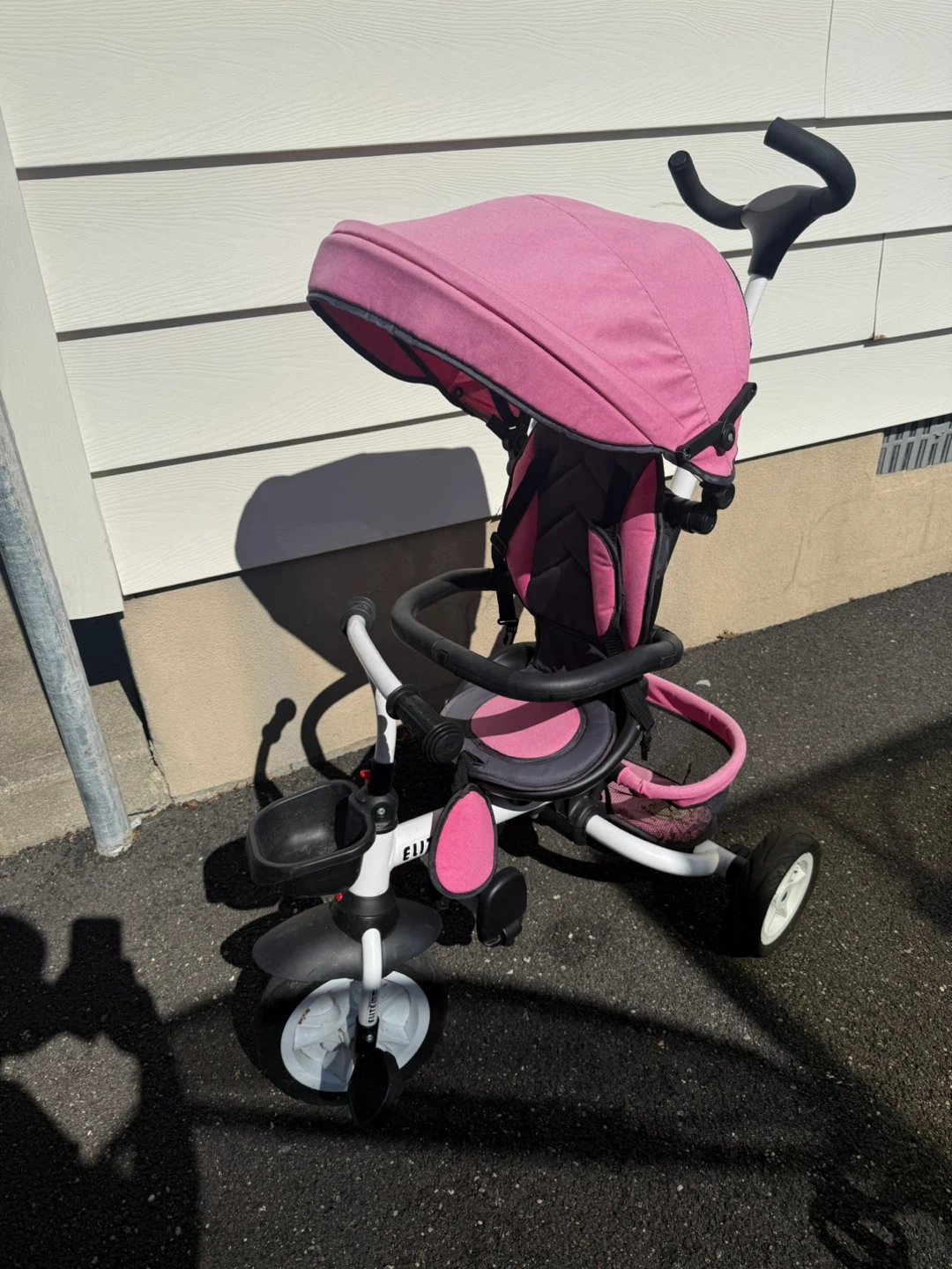 Pink Elite Trike Tricycle with Canopy and Parent Handle