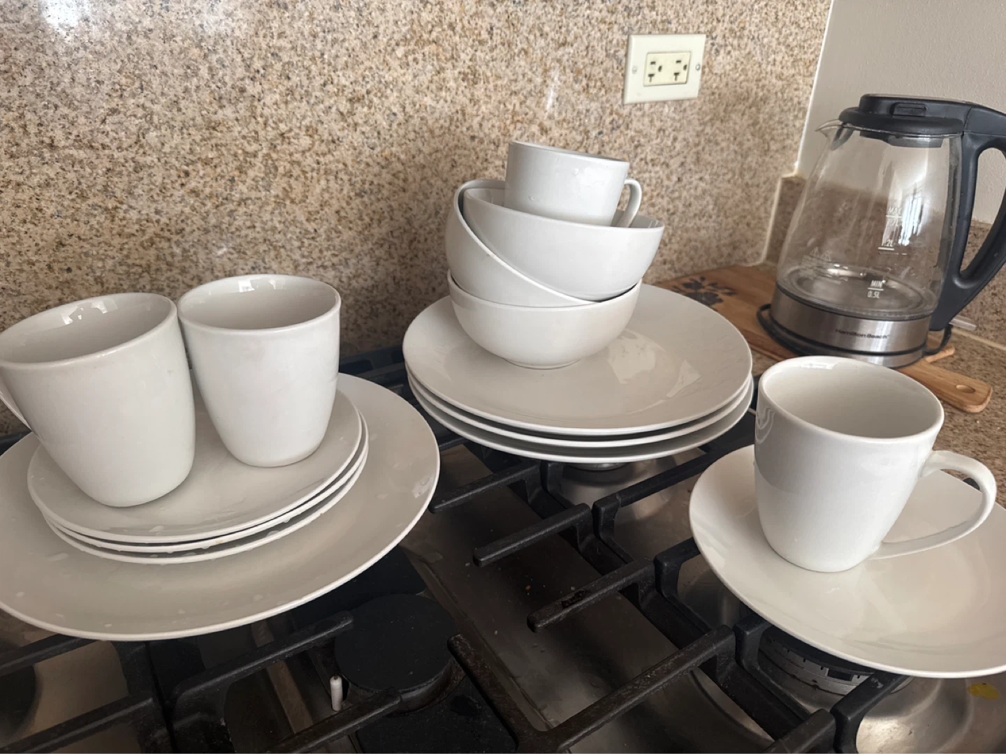 White Ceramic Coffee Cups and Saucers Set