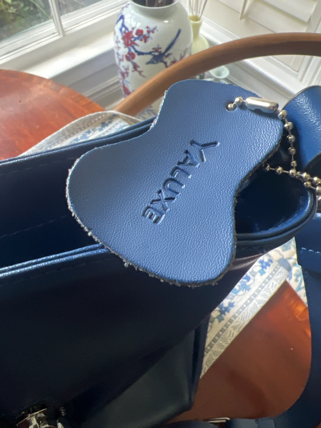 VALUXE Navy Blue Faux Leather Tote Bag