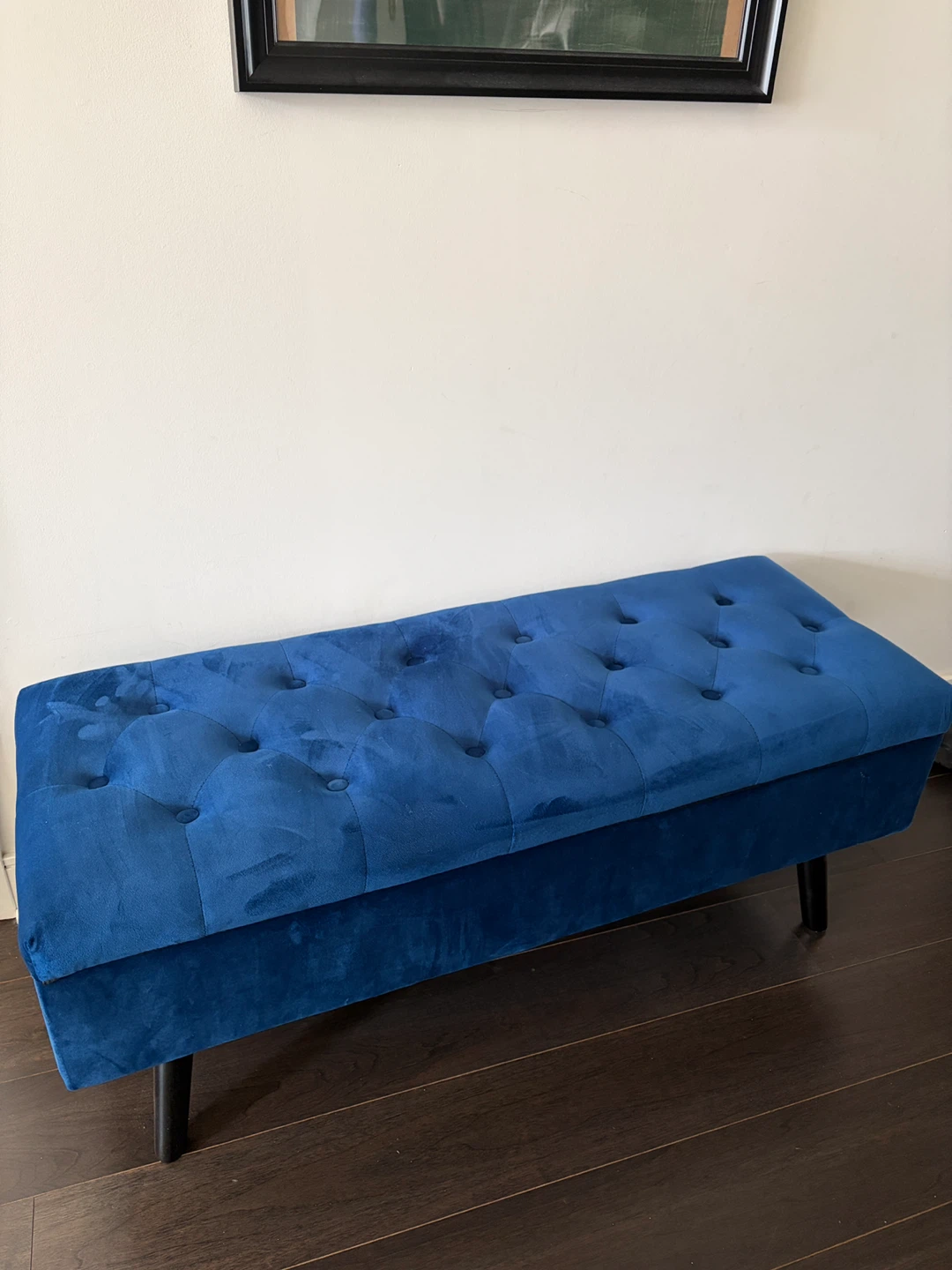 Blue Velvet Storage Ottoman Bench - photo 2